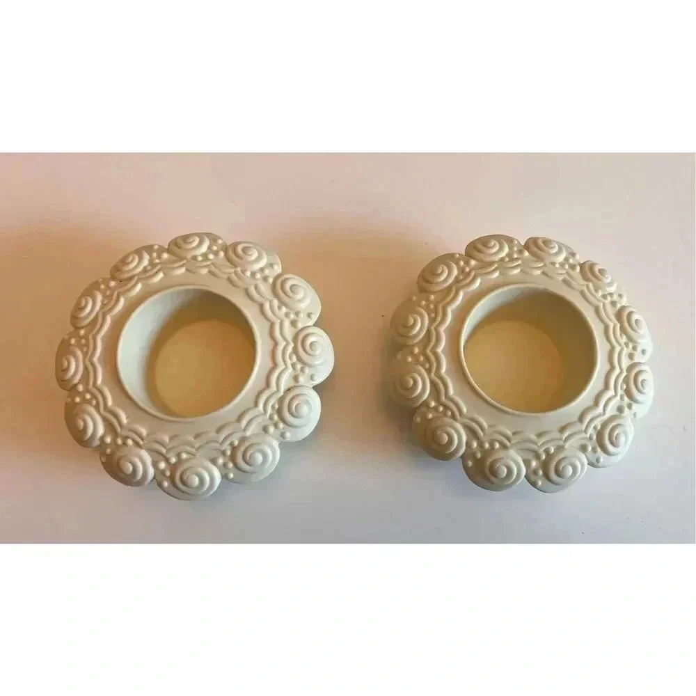PartyLite‎ Sea Drifters Bisque White Tealight Holders - Set of 2